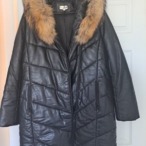 Leather winter coat